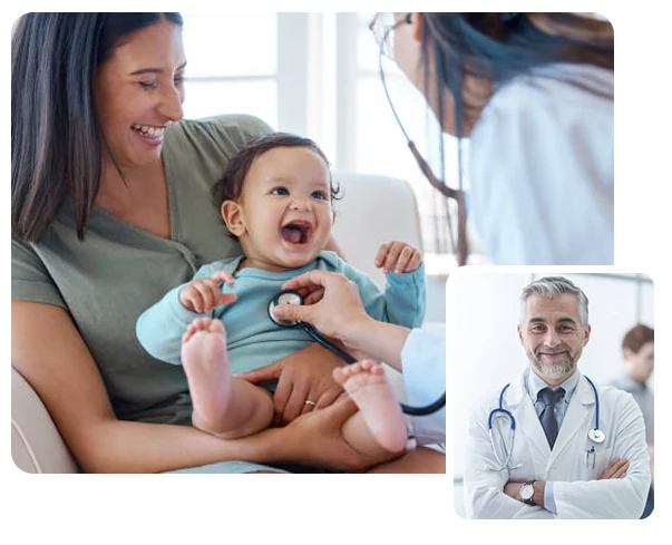 Médica sorrindo com estetoscópio